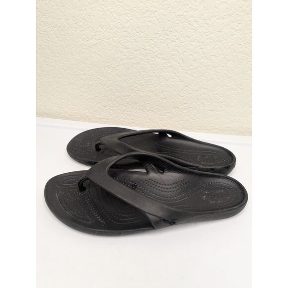 Crocs Kadee II Black Flip Flop Thong Sandals Shoes 202492-001 Womens size 9 - Picture 3 of 8